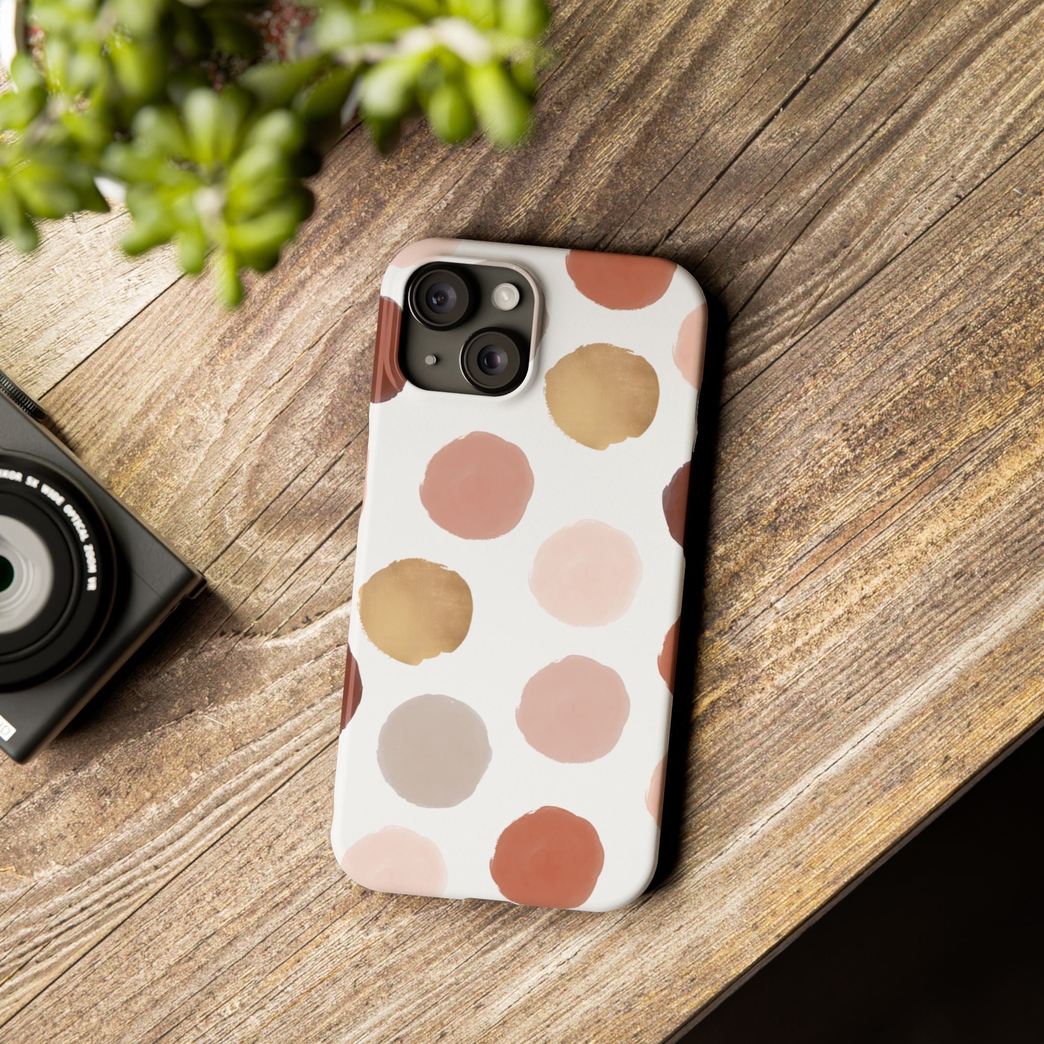 Neutral Polka Dot Slim Phone Case – Minimal Aesthetic iPhone Case