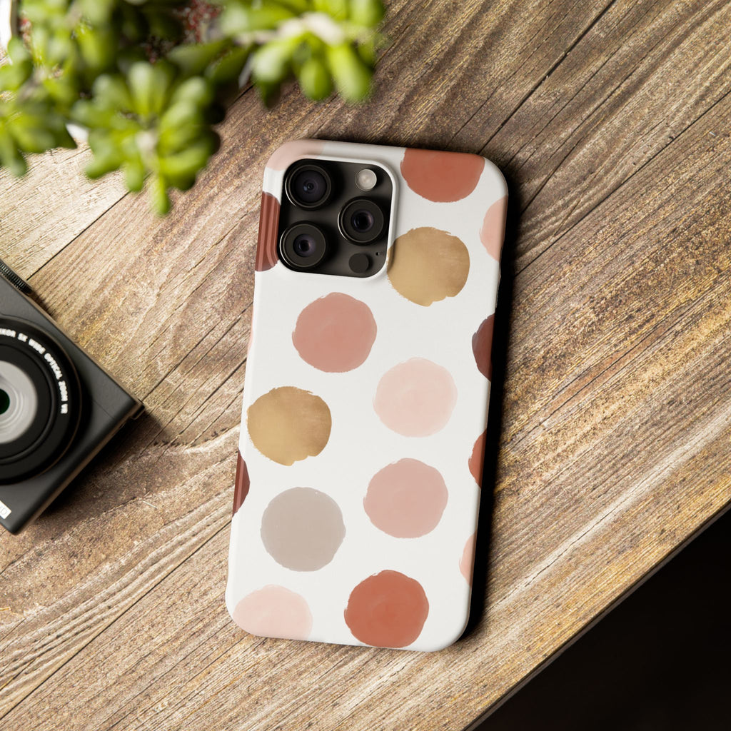 Neutral Polka Dot Slim Phone Case – Minimal Aesthetic iPhone Case