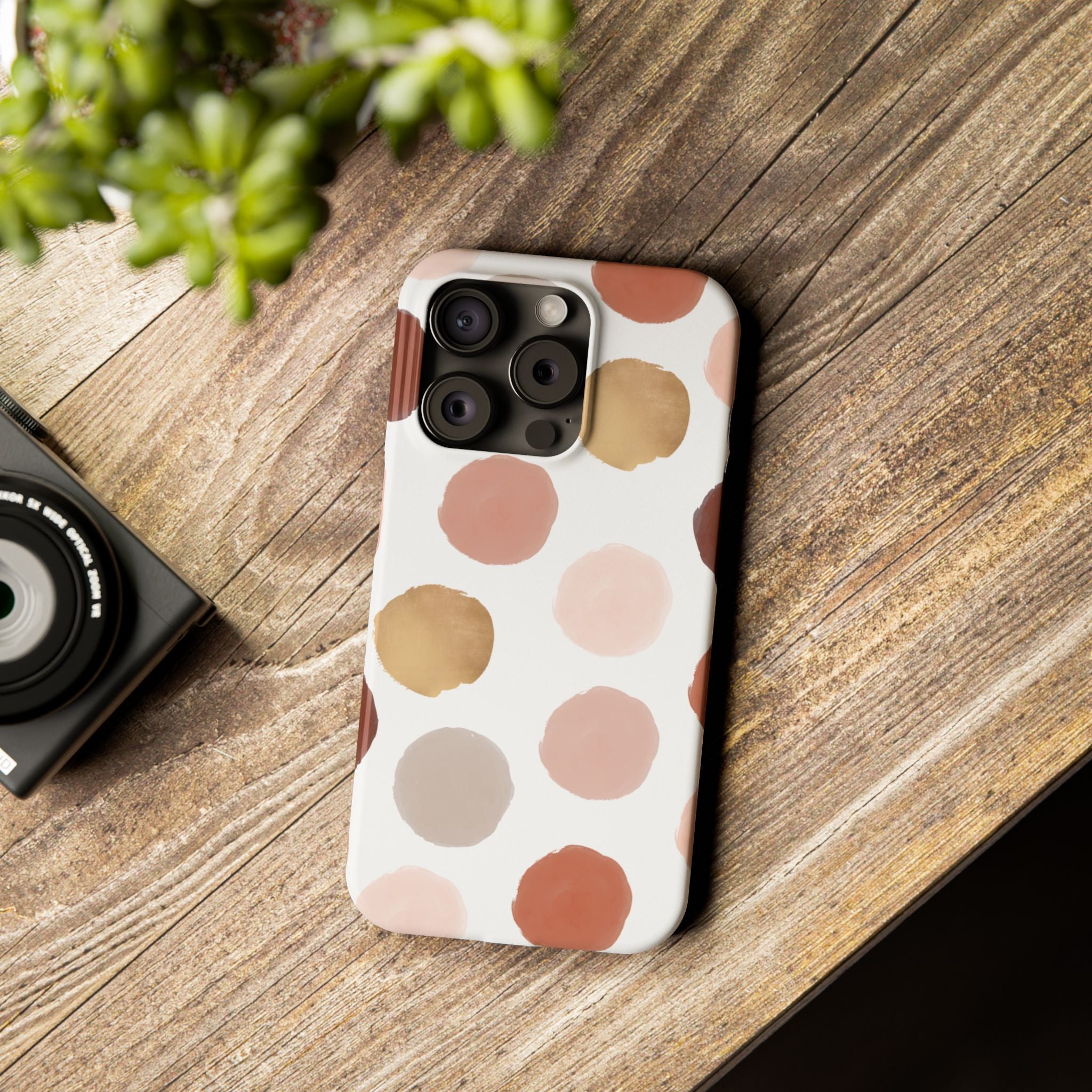 Neutral Polka Dot Slim Phone Case – Minimal Aesthetic iPhone Case