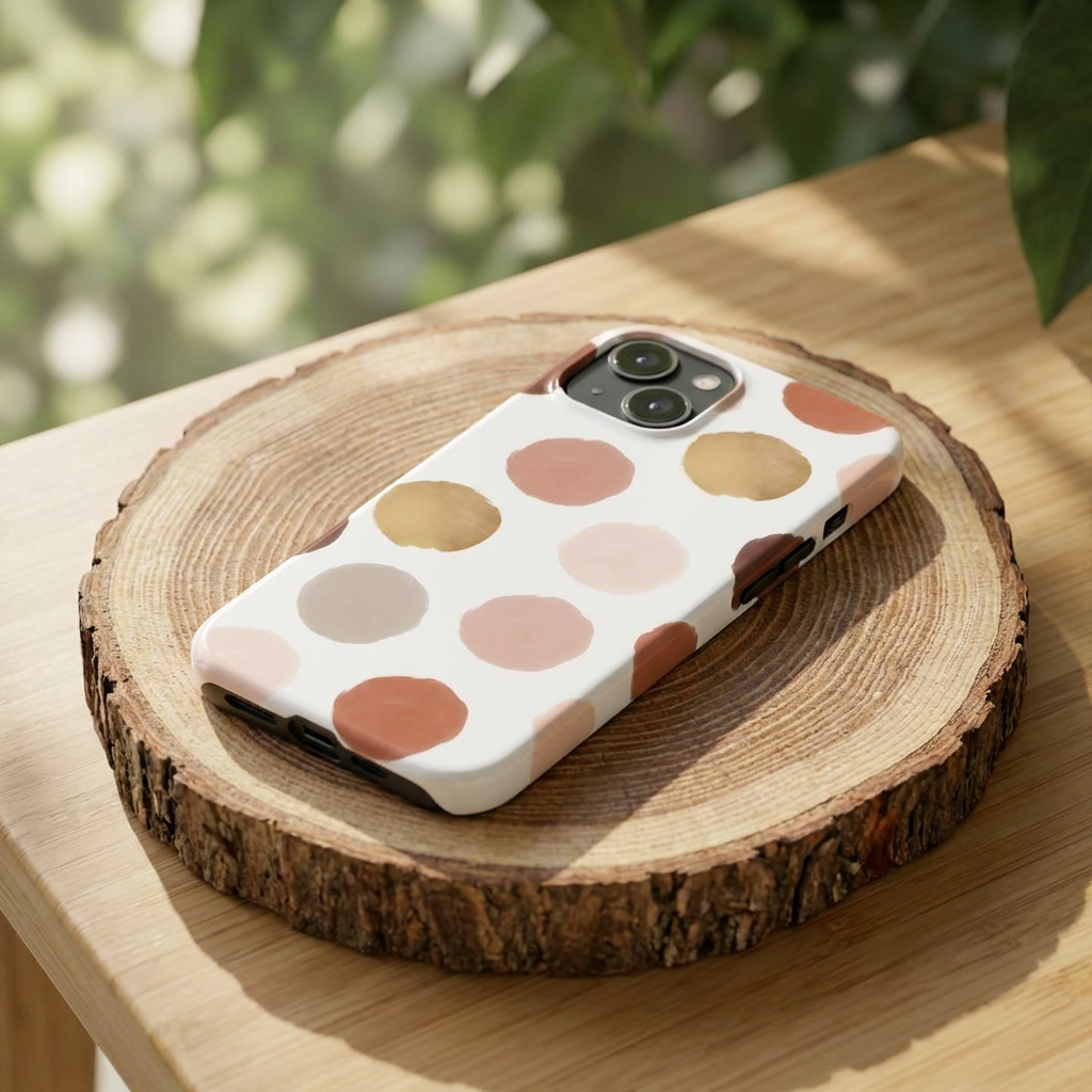 Neutral Polka Dot Slim Phone Case – Minimal Aesthetic iPhone Case