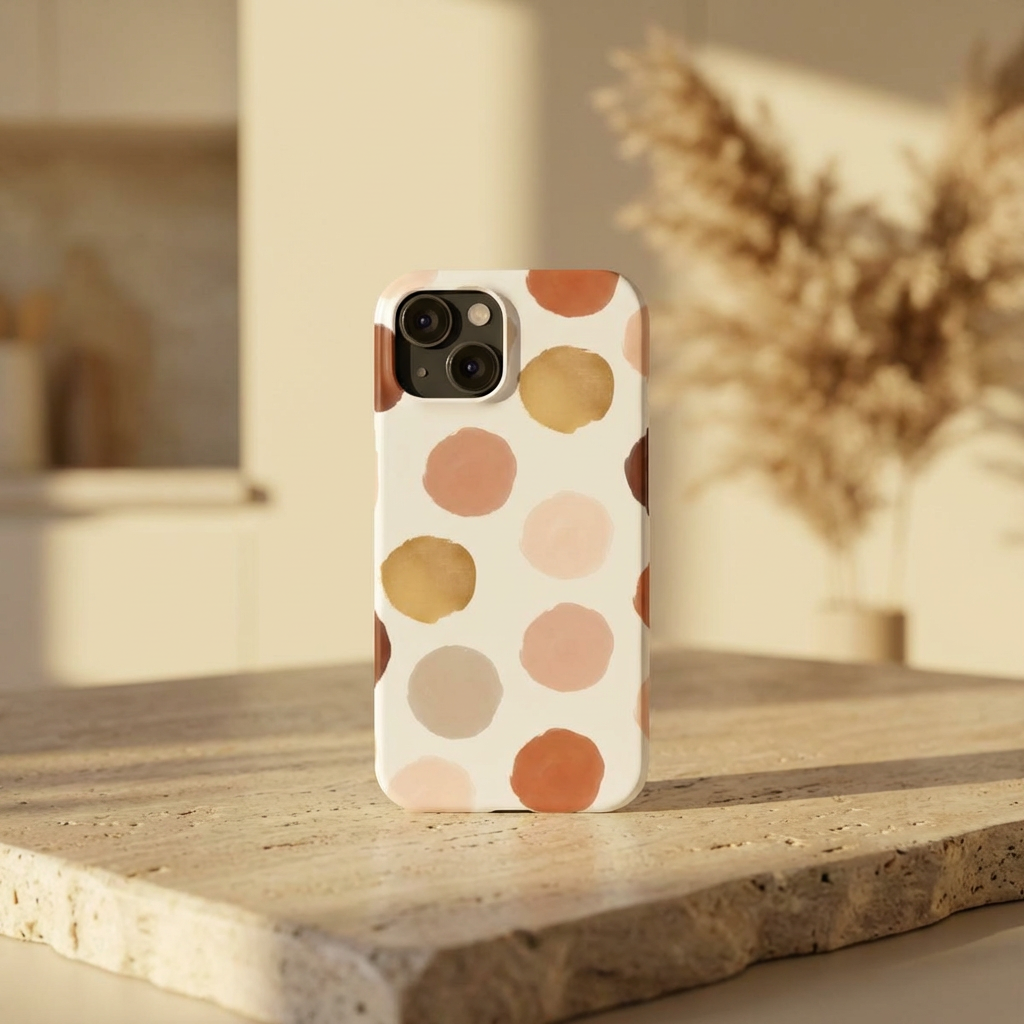 Neutral Polka Dot Slim Phone Case – Minimal Aesthetic iPhone Case